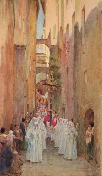 'A Procession in San Remo', c1910, (1912). Artist: Walter Frederick Roofe Tyndale.