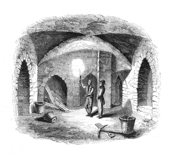'Vault beneath the Old House of Lords', 1845. Artist: Unknown.