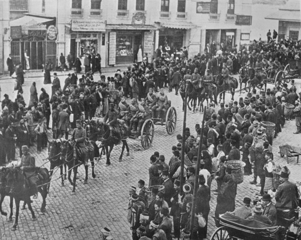 'Turkish artillery leaving Constantinople on active service', 1915. Artist: Unknown.