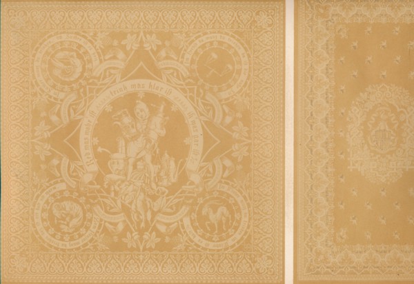 'Damask Linen by Mr C. Faber, Stuttgart  and Messrs. Burre Bros. Dumferline', 1863. Artist: Robert Dudley.
