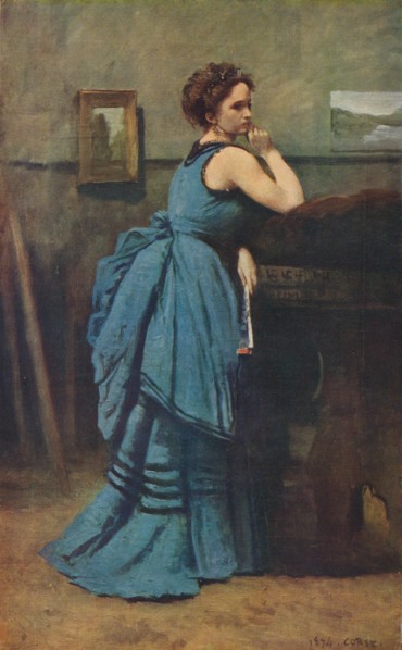 'Femme en bleu', 1874, (1939). Artist: Jean-Baptiste-Camille Corot.