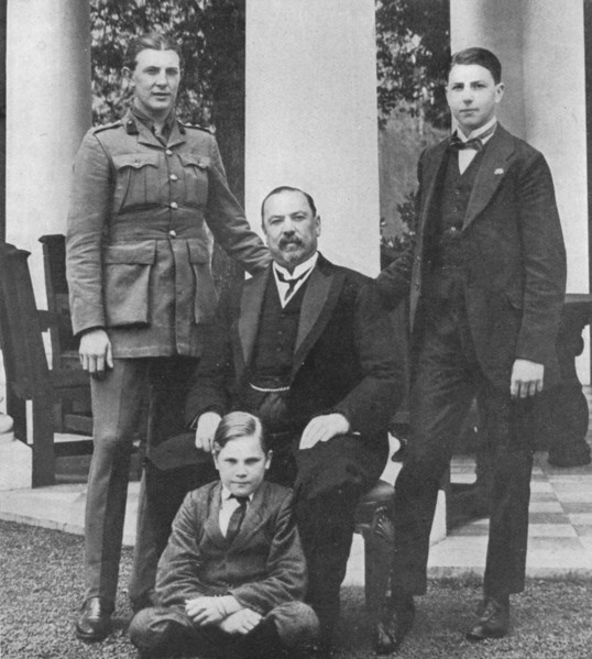 'General Botha and his three sons', 1914. Artist: Unknown.