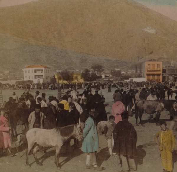 'The Larisa, or ancient Citadel (950 ft. high) W. from Market Place, Argos, Greece', 1903. Artists: Elmer Underwood, Bert Elias Underwood.