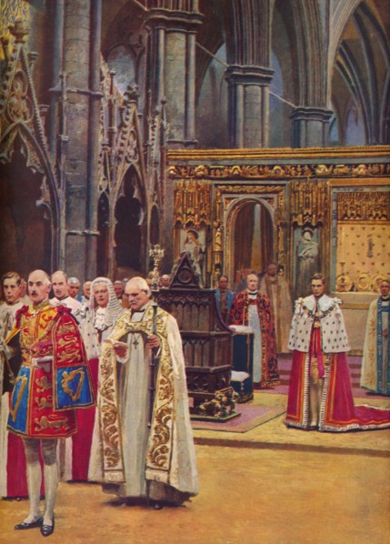 ''The Recognition: The King Stands Before the Assembly, presented by the Archbishop', 1937. Artist: Unknown.
