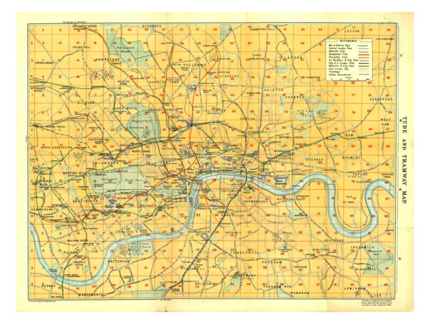 Map of Tube and Tramway, c1922. Artist: HM Stationery Office.
