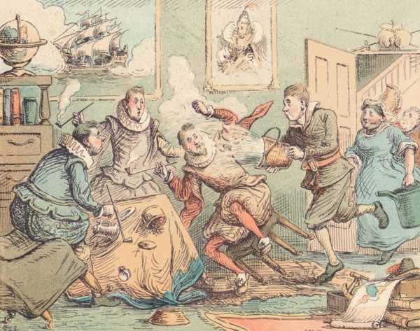 'Sir Walter Raleigh's Pipe Put Out', c1884. Artist: Thomas Strong Seccombe.