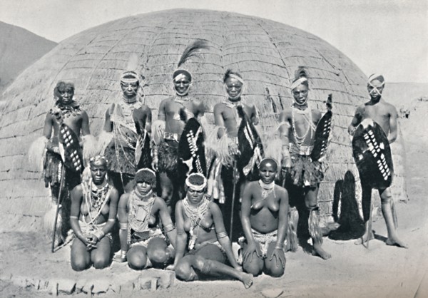 A group of African girls and boys dressed for a dance, 1912. Artist: H Writh.