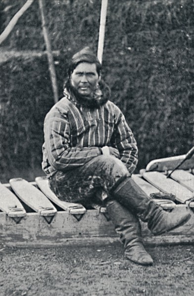 An Eskimo resting on his sledge, 1912. Artist: Pierre Petit.