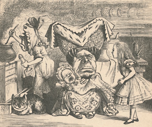 'Alice, the Duchess, and the Baby', 1889. Artist: John Tenniel.