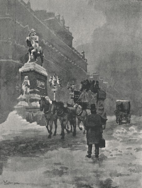 'Holborn Circus - A Winter's Morning, 1891. Creator: William Luker.