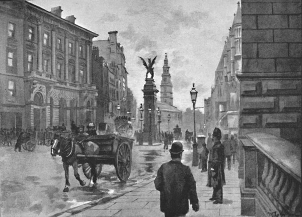 'Fleet Street, Showing Temple Bar Memorial and Child's Bank', 1891. Creator: William Luker.