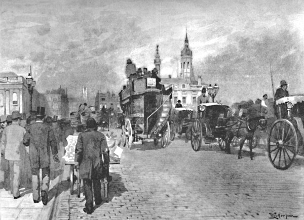 'London Bridge - Going Across', 1891. Creator: William Luker.
