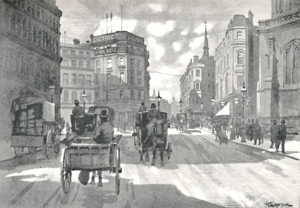 'The Mansion House Station, District Railway Queen Victoria Street', 1891. Creator: William Luker.