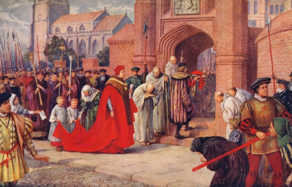 'Cardinal Wolsey possibly entering Hampton Court Palace', 1917. Artist: Unknown.