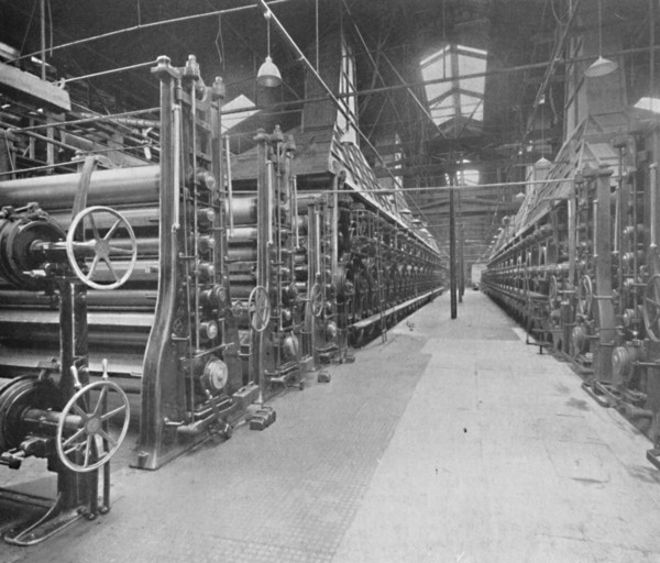 'Showing Two Board-Making Machines and Indicating Something of Their Great Length and Complexity', 1 Artist: Unknown.