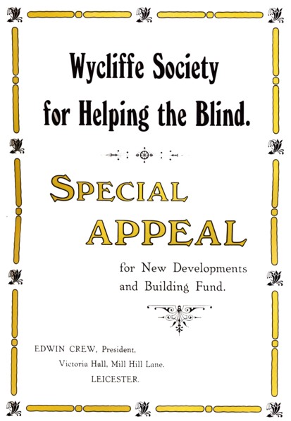 'Wycliffe Society for Helping the Blind', 1919 Artist: Unknown.