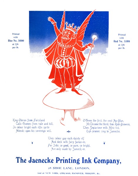 'King Oberon - The Jaenecke Printing Ink Company', 1907. Artist: Unknown.