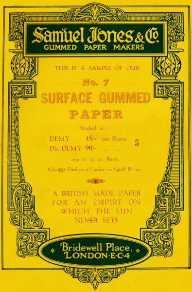 'Samuel Jones & Company Gummed Paper Makers advert, 1919. Artist: Unknown.