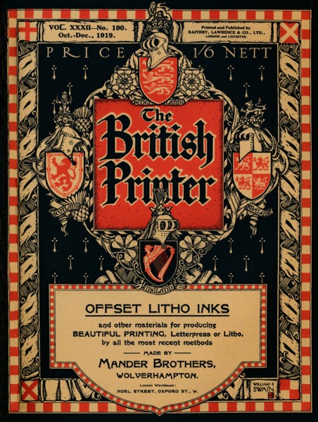'The British Printer cover', 1919. Artist: William E Swain.