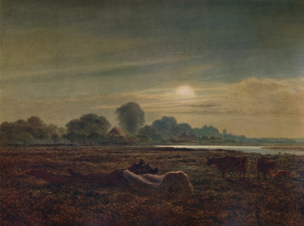 'River Scene by Moonlight, with Cattle', 1879, (1935). Artist: Arthur Gilbert.