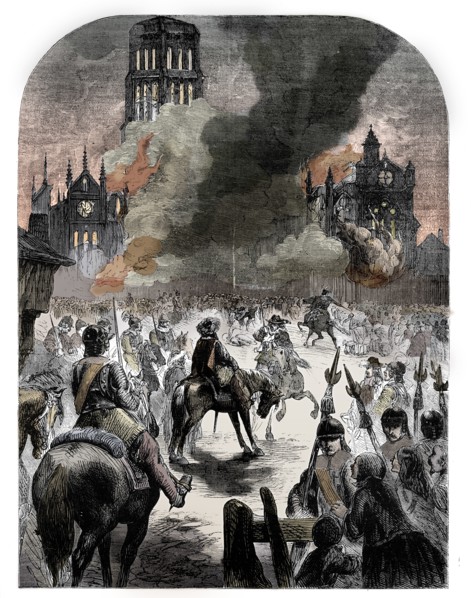 The burning of St Paul's Cathedral during the Great Fire of London, c1902. Artist: Unknown.