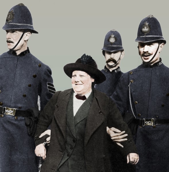 Mrs Flora Drummond, arrested in Hyde Park, London, 1914, (1935).  Artist: Unknown.