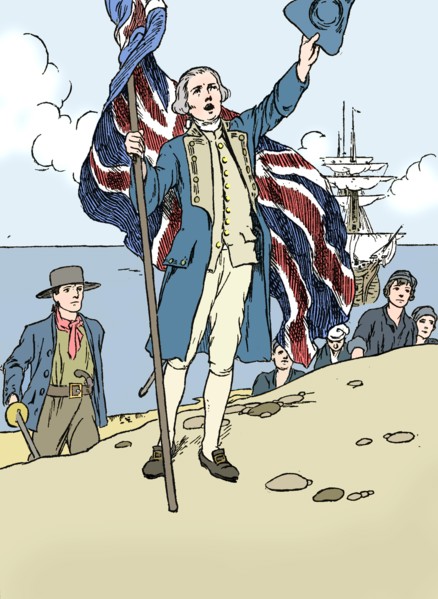 'Captain Cook Landing in Australia', 1912. Artist: Charles Robinson.