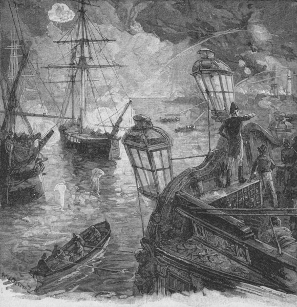 Sir Richard Strachan Kept Up For Several Hours A Tremendous Cannonade, 1902. Artist: Unknown.