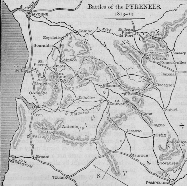 'Battles of the Pyrenees: Sketch Map', 1902. Artist: Unknown.