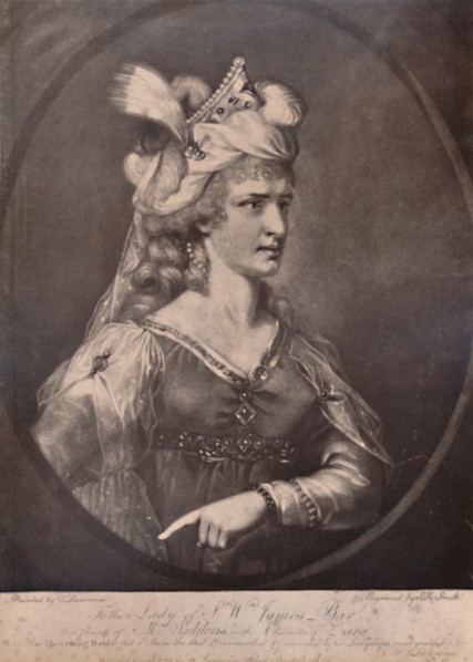 Sarah Siddons, Welsh actress, as Zara in William Congreve's play The Mourning Bride, c1783 (1894). Artist: John Raphael Smith.