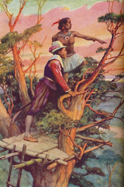 'Sir Francis Drake - The First Englishman To See The Pacific', c1925. Artist: Arthur Percy Dixon.