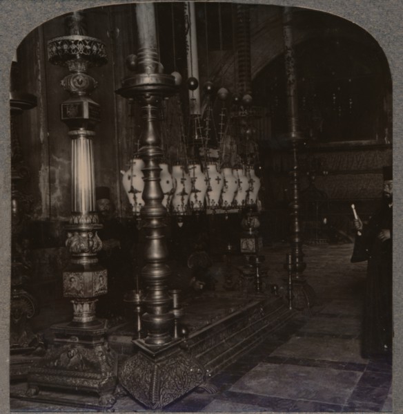 'The Stone of Annunciation in the Holy Sepulchure Church, Jerusalem', c1900. Artist: Unknown.
