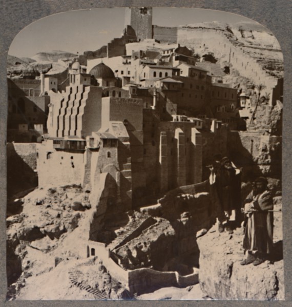 'Valley of Mar Saba and Convent, from Brook Kedron, c1900. Artist: Unknown.