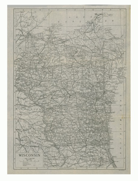 Map of Wisconsin, c1900. Artist: Carl Hentschel.