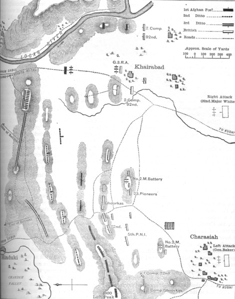 'Plan of the Battle of Charasiah, (Oct. 6, 1979)', c1880. Artist: Unknown.
