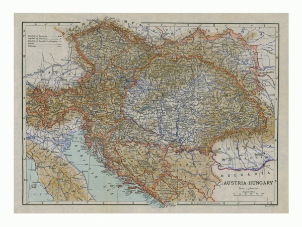 Map of Austria-Hungary, c1910s. Artist: Emery Walker Ltd.