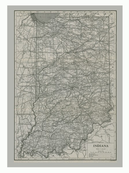 Map of Indiana, USA, c1900s Artist: Emery Walker Ltd.