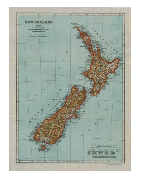 Map of New Zealand, c1910. Artist: Gull Engraving Company.