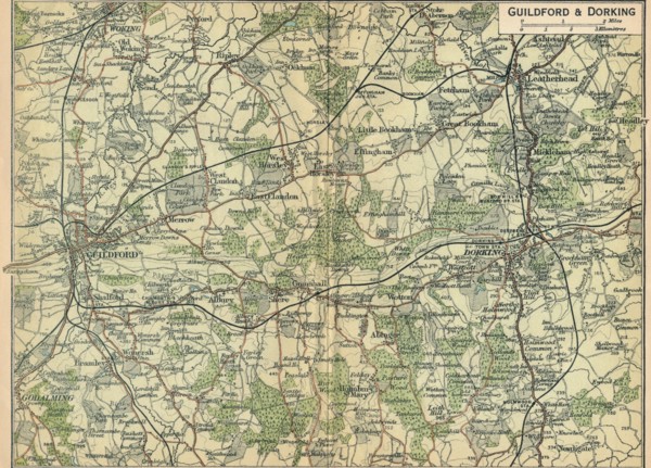 'Guildford & Dorking', c20th Century. Artist: John Bartholomew.