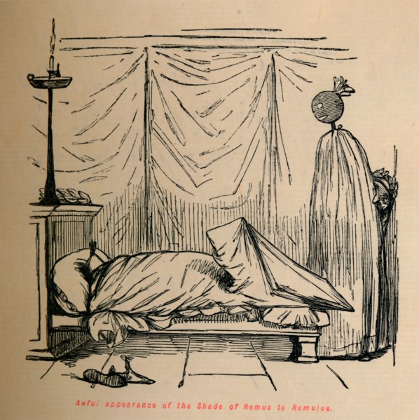 'Awful appearance of the Shade of Remus to Romulus', 1852. Artist: John Leech.