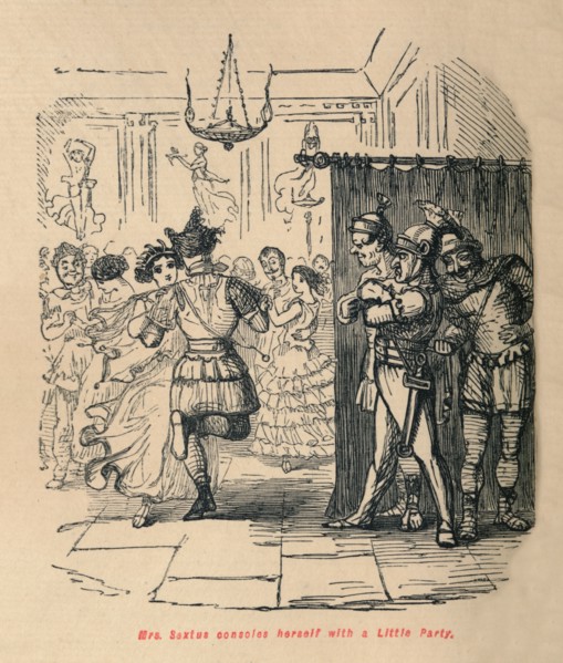 'Mrs Sextus consoles herself with a Little Party', 1852. Artist: John Leech.