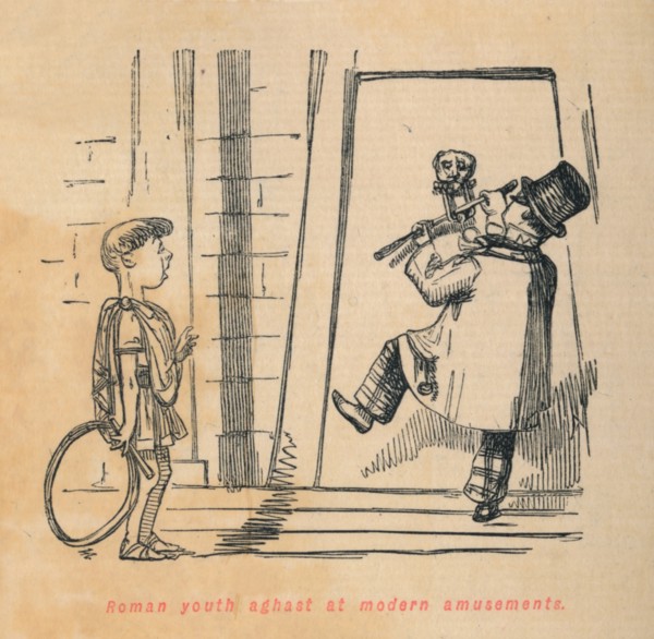 'Roman youth aghast at modern amusements', 1852. Artist: John Leech.