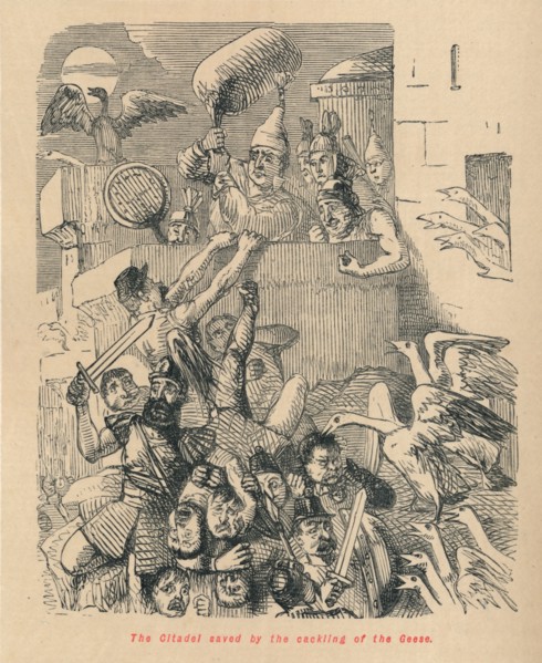 'The Citadel saved by the cackling of the Geese', 1852. Artist: John Leech.