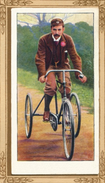 'A Notable Tricyclist - F. T. Bidlake', 1939. Artist: Unknown.