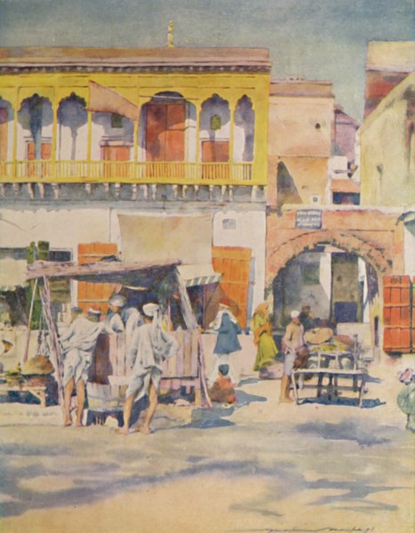 'A Bazaar, Delhi', 1905. Artist: Mortimer Luddington Menpes.