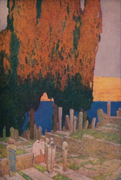 'In the Cemetery of Eyub, on the Golden Horn', 1913. Artist: Jules Guerin.