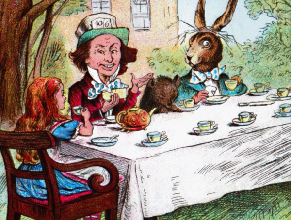 'Alice at the Mad Hatter's Tea Party', c1910. Artist: John Tenniel.