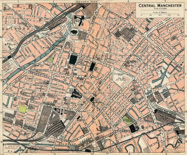 'Central Manchester', c20th Century. Artist: John Bartholomew.