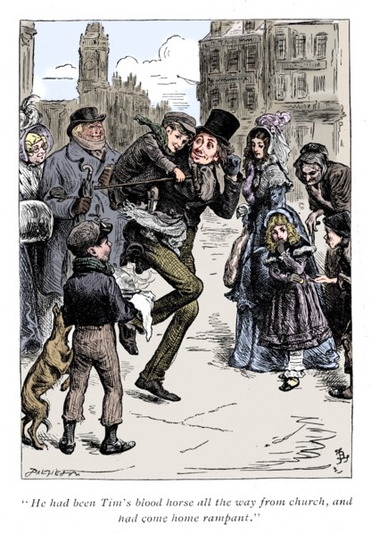 Scene from A Christmas Carol by Charles Dickens, 1843. Artist: Unknown.