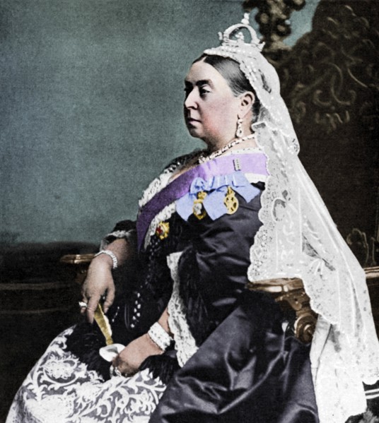 Queen Victoria in ceremonial robes at her Golden Jubilee, 1887 (1951).  Artist: Unknown.